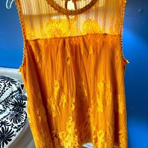 Mustard yellow lacy shirt